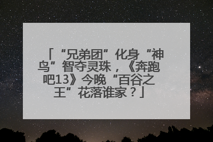 “兄弟团”化身“神鸟”智夺灵珠，《奔跑吧13》今晚“百谷之王”花落谁家？