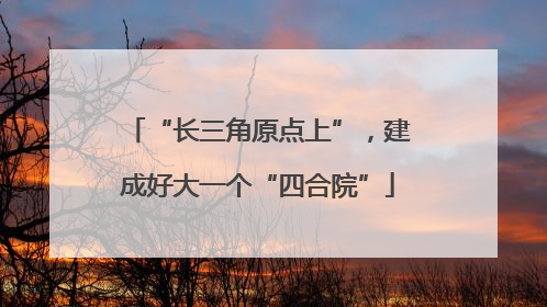 “长三角原点上”，建成好大一个“四合院”