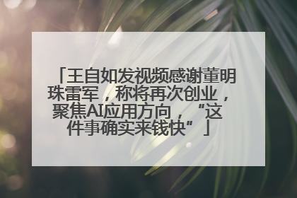 王自如发视频感谢董明珠雷军，称将再次创业，聚焦AI应用方向，“这件事确实来钱快”