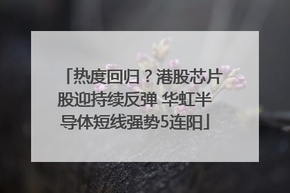 热度回归？港股芯片股迎持续反弹 华虹半导体短线强势5连阳