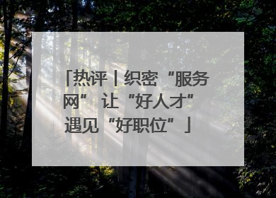 热评丨织密“服务网” 让“好人才”遇见“好职位”