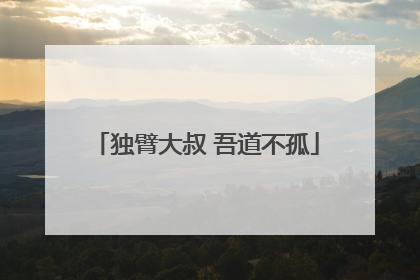 独臂大叔 吾道不孤