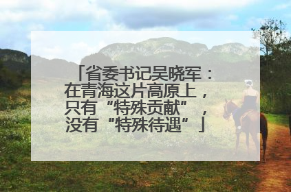 省委书记吴晓军：在青海这片高原上，只有“特殊贡献”，没有“特殊待遇”