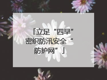 立足“四早”密织防汛安全“防护网”