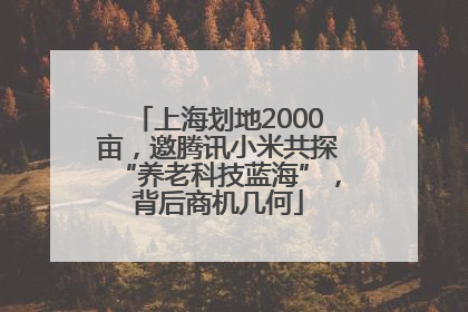 上海划地2000亩，邀腾讯小米共探“养老科技蓝海”，背后商机几何