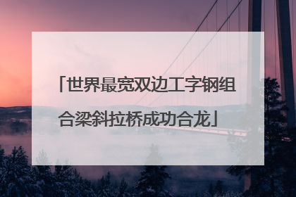 世界最宽双边工字钢组合梁斜拉桥成功合龙