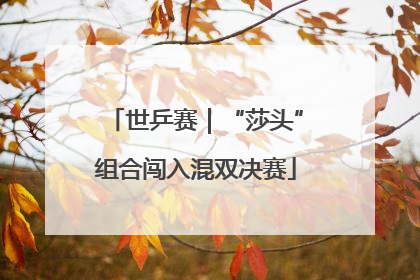 世乒赛｜“莎头”组合闯入混双决赛