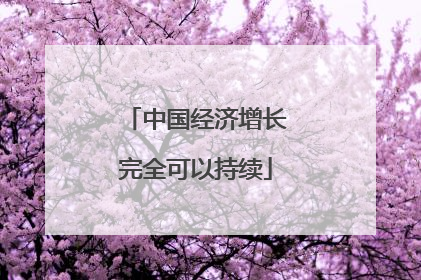 中国经济增长完全可以持续