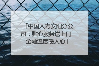 中国人寿安阳分公司：贴心服务送上门 金融温度暖人心