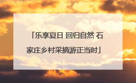 乐享夏日 回归自然 石家庄乡村采摘游正当时
