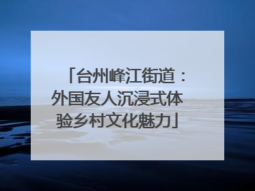 台州峰江街道：外国友人沉浸式体验乡村文化魅力