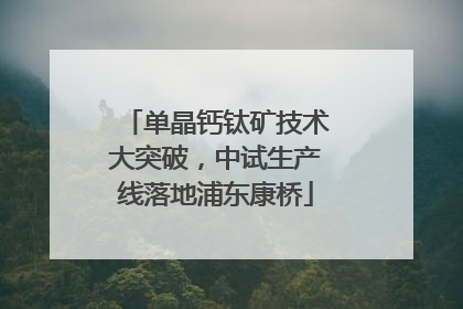 单晶钙钛矿技术大突破，中试生产线落地浦东康桥