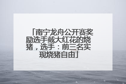 南宁龙舟公开赛奖励选手戴大红花的烧猪，选手：前三名实现烧猪自由