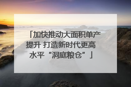 加快推动大面积单产提升 打造新时代更高水平“洞庭粮仓”