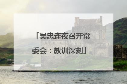 吴忠连夜召开常委会：教训深刻