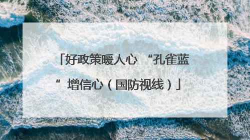 好政策暖人心 “孔雀蓝”增信心（国防视线）