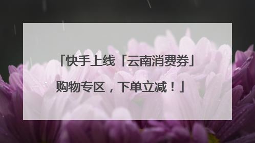 快手上线「云南消费券」购物专区，下单立减！