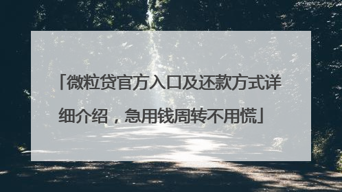 微粒贷官方入口及还款方式详细介绍，急用钱周转不用慌