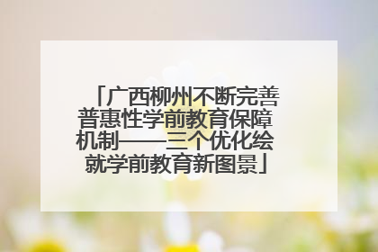 广西柳州不断完善普惠性学前教育保障机制——三个优化绘就学前教育新图景