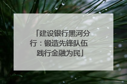 建设银行黑河分行：锻造先锋队伍 践行金融为民