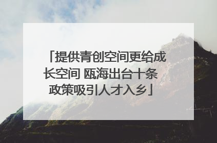 提供青创空间更给成长空间 瓯海出台十条政策吸引人才入乡
