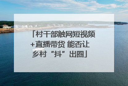 村干部触网短视频+直播带货 能否让乡村“抖”出圈