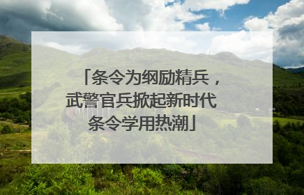 条令为纲励精兵，武警官兵掀起新时代条令学用热潮