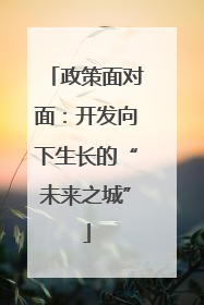 政策面对面：开发向下生长的“未来之城”