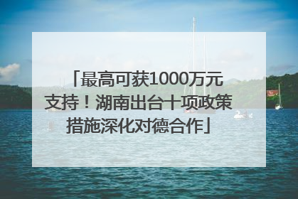 最高可获1000万元支持！湖南出台十项政策措施深化对德合作