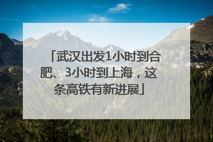 武汉出发1小时到合肥、3小时到上海，这条高铁有新进展