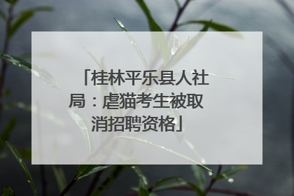 桂林平乐县人社局：虐猫考生被取消招聘资格