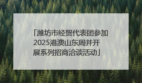 潍坊市经贸代表团参加2025港澳山东周并开展系列招商洽谈活动