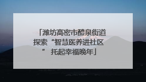 潍坊高密市醴泉街道探索“智慧医养进社区” 托起幸福晚年