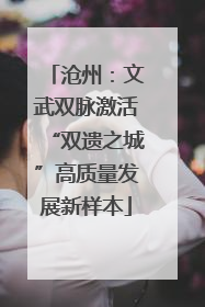 沧州：文武双脉激活“双遗之城”高质量发展新样本