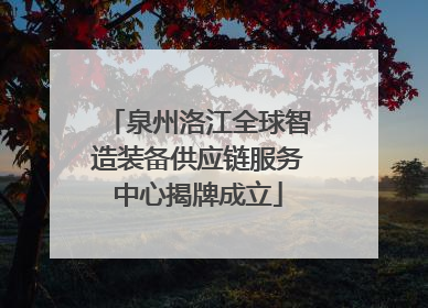 泉州洛江全球智造装备供应链服务中心揭牌成立
