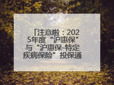 注意啦：2025年度“沪惠保”与“沪惠保-特定疾病保险”投保通道即将关闭！