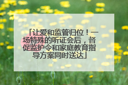 让爱和监管归位！一场特殊的听证会后，督促监护令和家庭教育指导方案同时送达