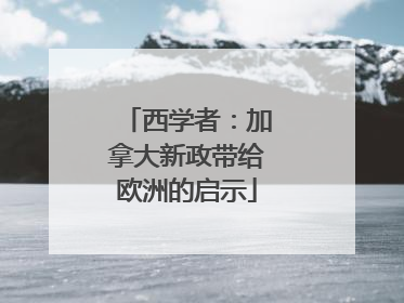 西学者：加拿大新政带给欧洲的启示