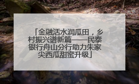 金融活水润瓜田，乡村振兴谱新篇——民泰银行舟山分行助力朱家尖西瓜甜蜜升级
