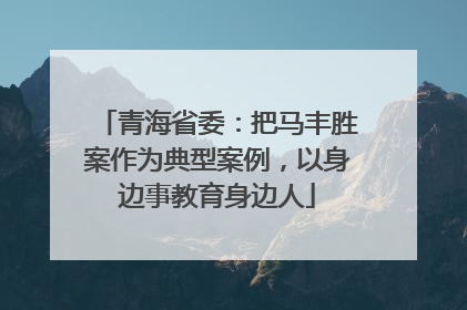 青海省委：把马丰胜案作为典型案例，以身边事教育身边人