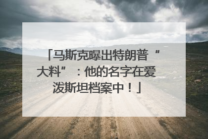 马斯克曝出特朗普“大料”：他的名字在爱泼斯坦档案中！