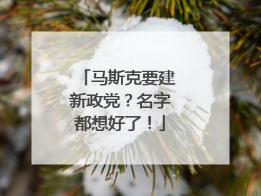 马斯克要建新政党？名字都想好了！