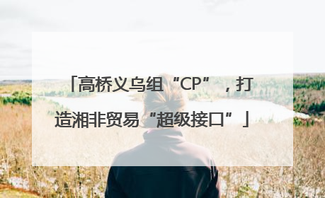 高桥义乌组“CP”，打造湘非贸易“超级接口”